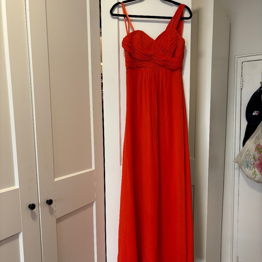 Ted Baker red silk one shoulder gown